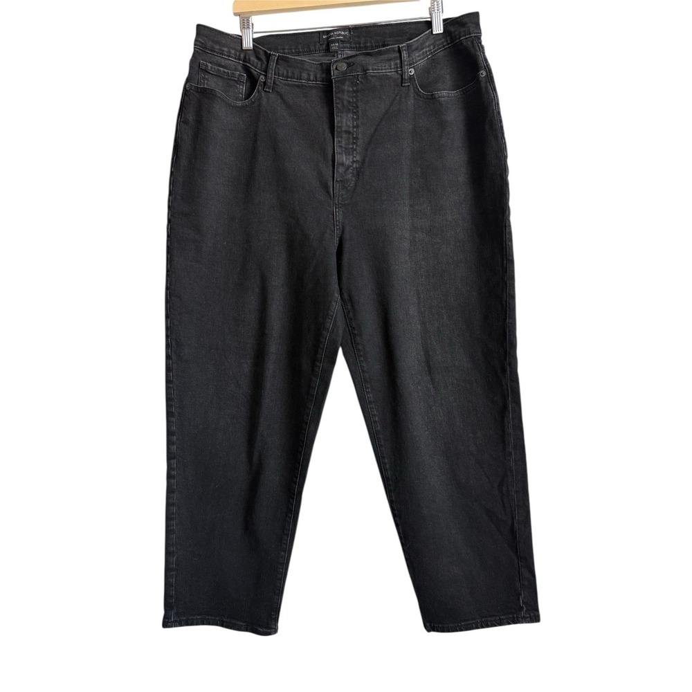 Banana Republic High Rise Straight Jeans Women's Size 34/18 Black‎ Wash Stretch